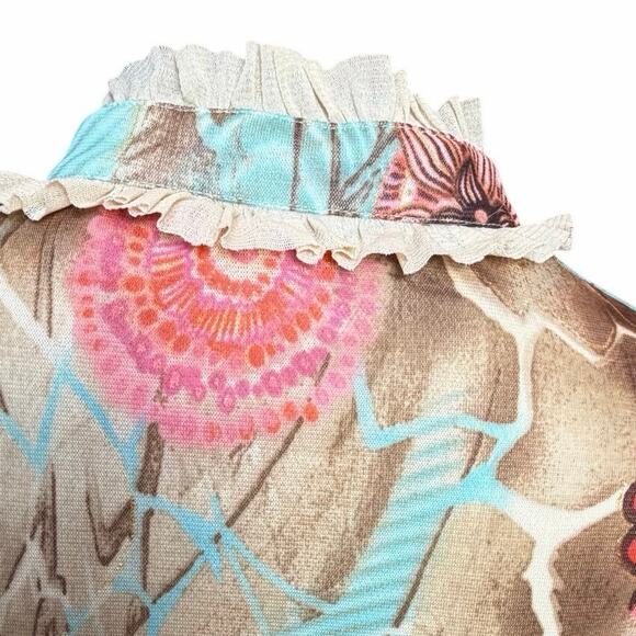 VTG Capo della Spiga Designer Mesh Top S Y2K Floral Lace Ruffle Maximalist Italy - Picture 7 of 16
